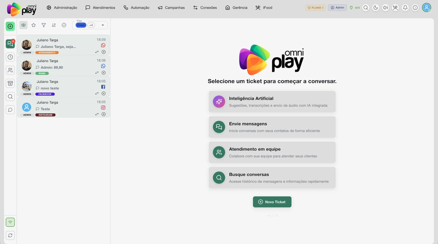 Tela de atendimento do Omniplay disponibilizada na apresentação oficial